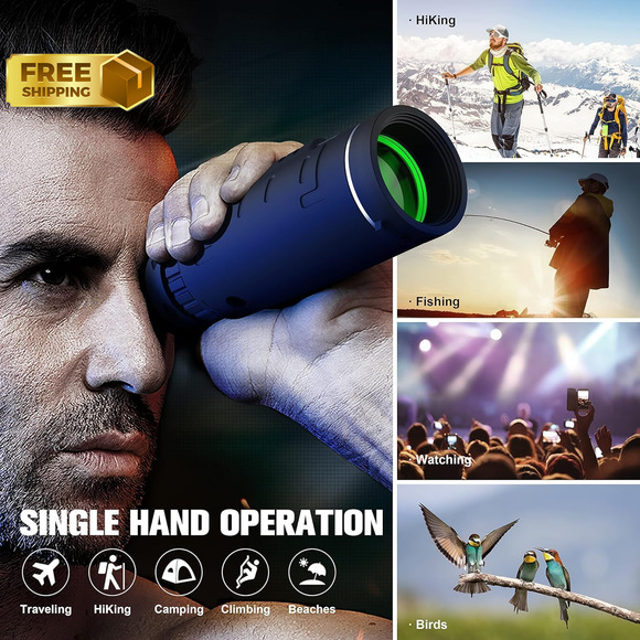 High Definition Monocular Telescope Wildlife Hunting Camping Travelling Adapter - Picture 6 of 7